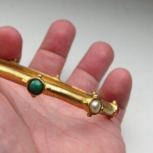 24k Indian Bangle Bracelet Handmade Green Black Onyx-Pearl
